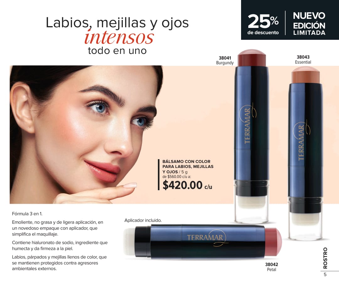 Bálsamo con Color para Labios, Mejillas y Ojos Terramar 5 g